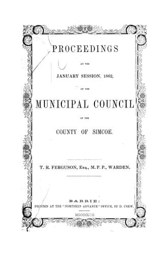 Proceedings...of the Municipal Council of the county of Simcoe