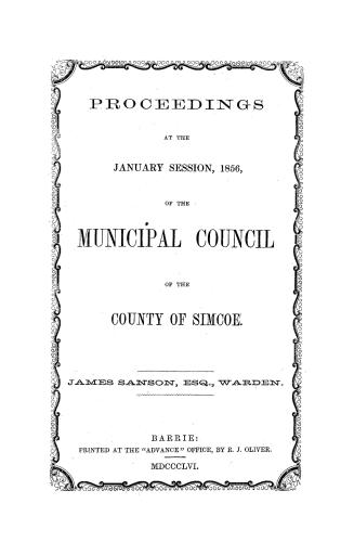 Proceedings...of the Municipal Council of the county of Simcoe