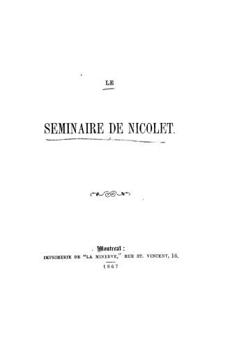 Le séminaire de Nicolet