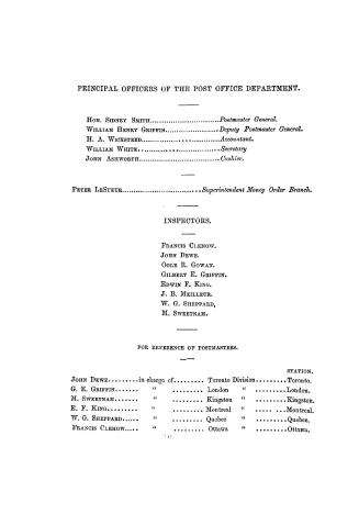 Canada official postal guide... chief regulations of the Post office, rates of postage and other information, and alphabetical list of post offices in Canada