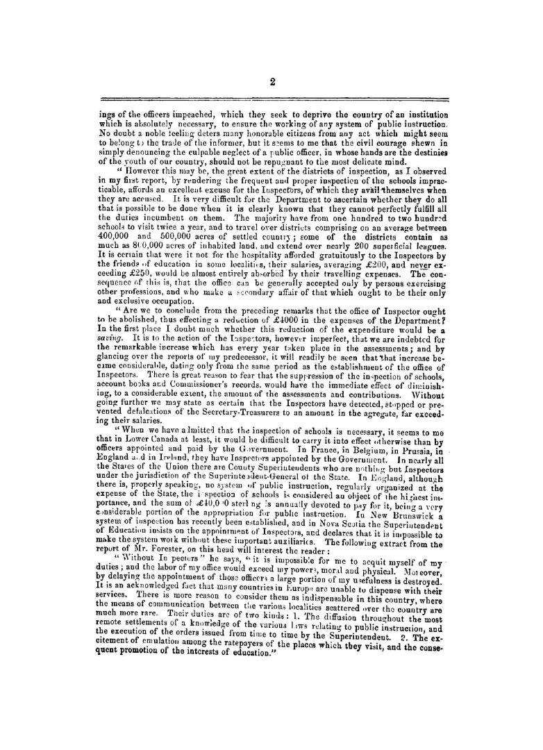 Return to an Address dated 22nd April, 1863, for a copy of the Report of the Superintendent of education for Lower Canada, in relation to inspectors of schools