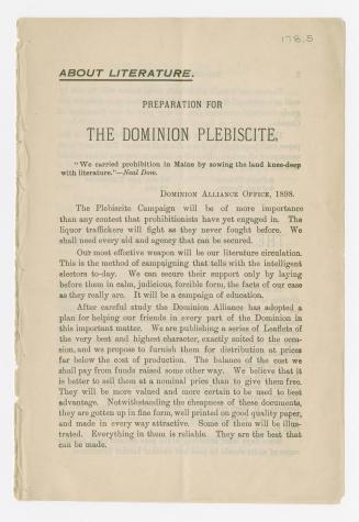 Preparation for the Dominion plebiscite