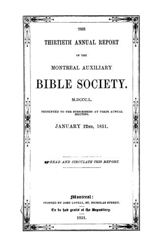 Report of the Montreal Auxiliary Bible Society