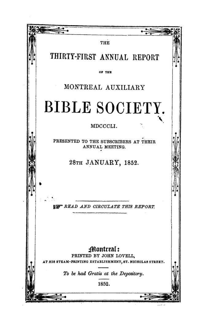 Report of the Montreal Auxiliary Bible Society