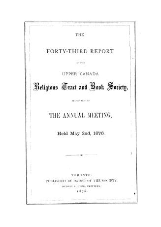 The...report of the Upper Canada religious tract & book society, presented at the annual meeting