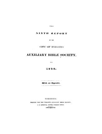 The...report of the City of Toronto Auxiliary Bible Society