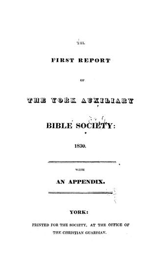 The ... report of the York Auxiliary Bible Society