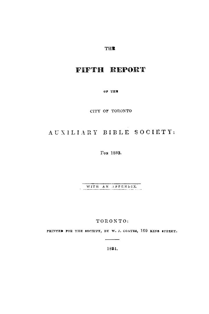 The...report of the City of Toronto Auxiliary Bible Society