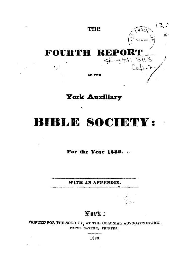 The ... report of the York Auxiliary Bible Society