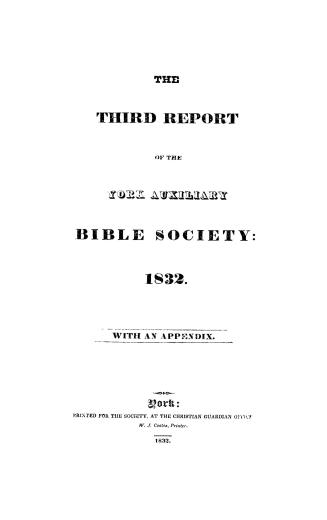 The ... report of the York Auxiliary Bible Society