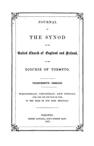 Journal of the Synod of the United Church of England & Ireland in the Diocese of Toronto held