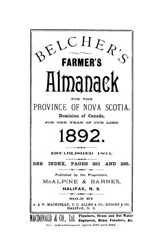 Belcher's farmer's almanack for the year of our Lord