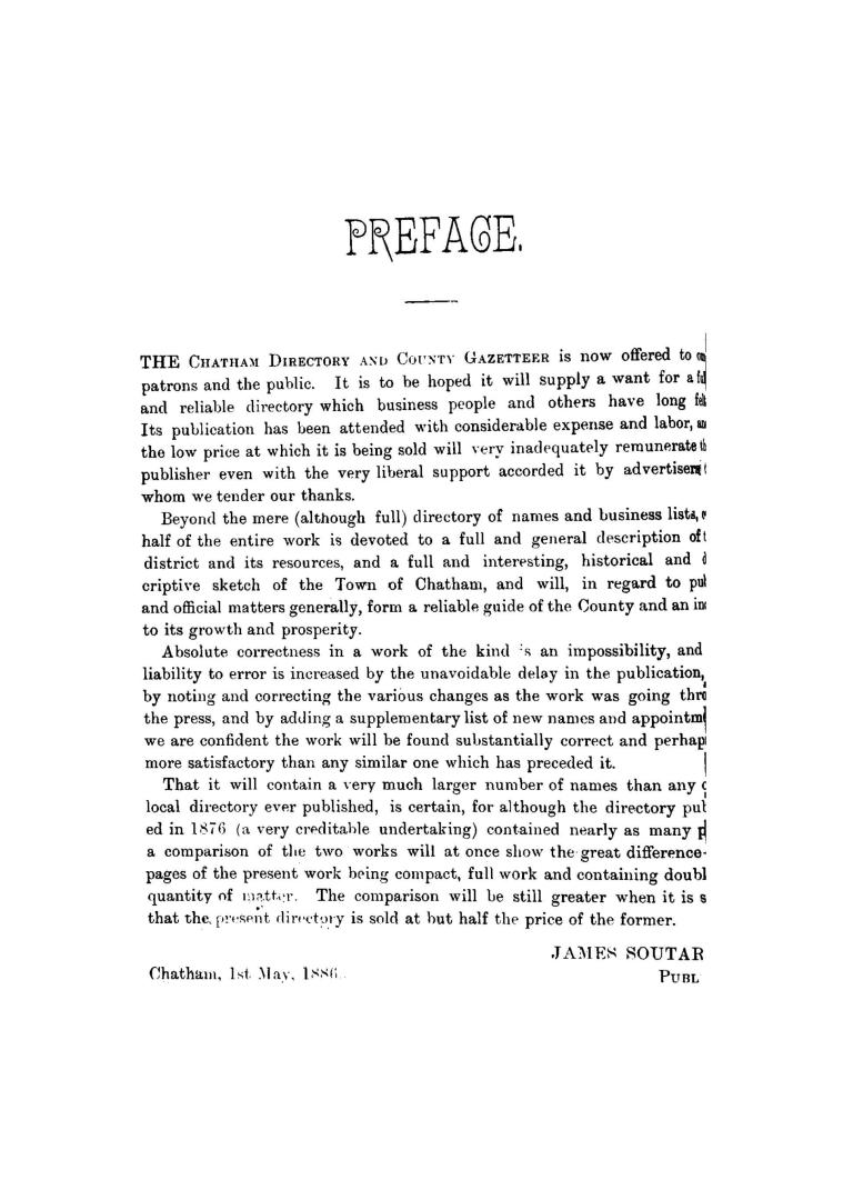 The Chatham directory and county gazetteer for 1885-6.