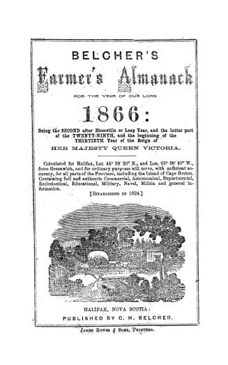 Belcher's farmer's almanack for the year of our Lord