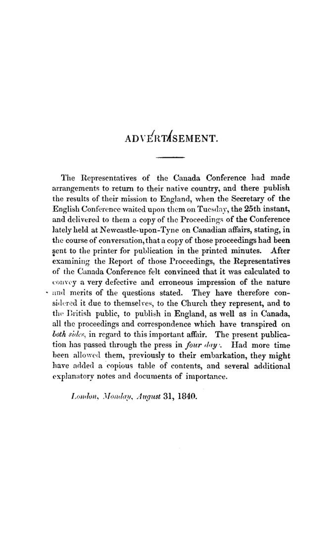 Wesleyan Methodist conference, its union with the conference of the Wesleyan Methodist church in Canada, in August, 1833, and its separation from Cana(...)