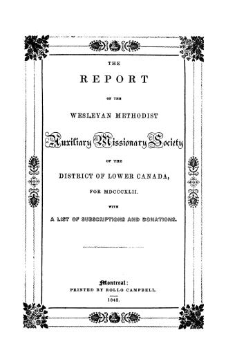 Report of the Wesleyan Methodist auxiliary missionary society of the Canada Eastern district