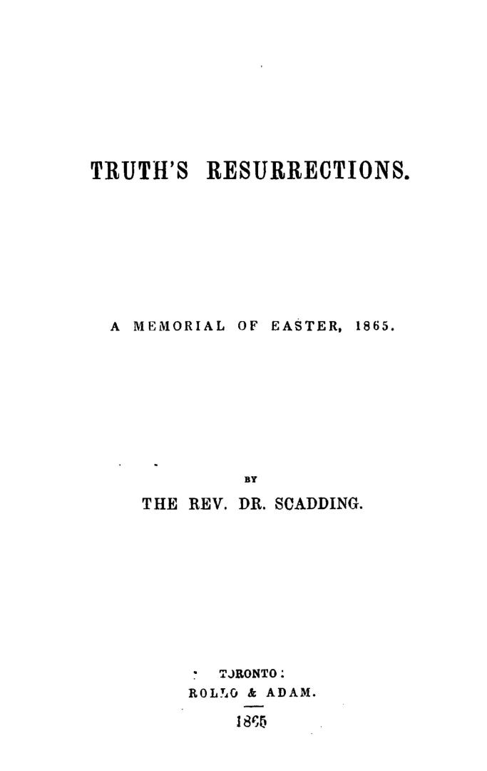 Truth's resurrections, a memorial of Easter, 1865