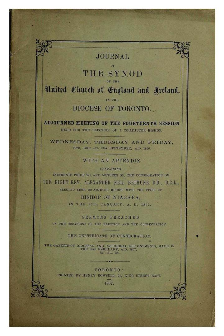 Journal of the Synod of the United Church of England & Ireland in the Diocese of Toronto held