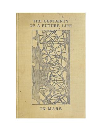 Book cover: Illustration of a tangle of lines and dark patches. Possibly the topography of Mars…