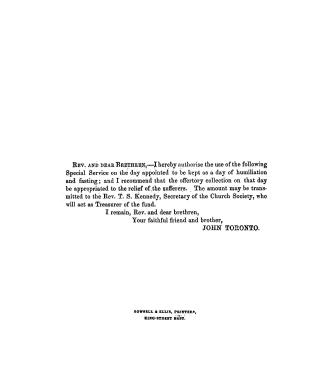 A form of prayer to be used in all churches and chapels throughout the diocese of Toronto, on Friday, the 27th day of November, 1857, being the day ap(...)