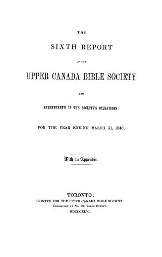 The... report of the Upper Canada Bible Society