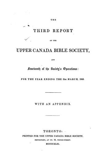 The... report of the Upper Canada Bible Society