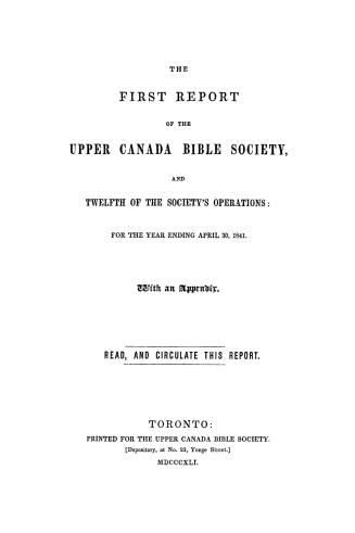 The... report of the Upper Canada Bible Society