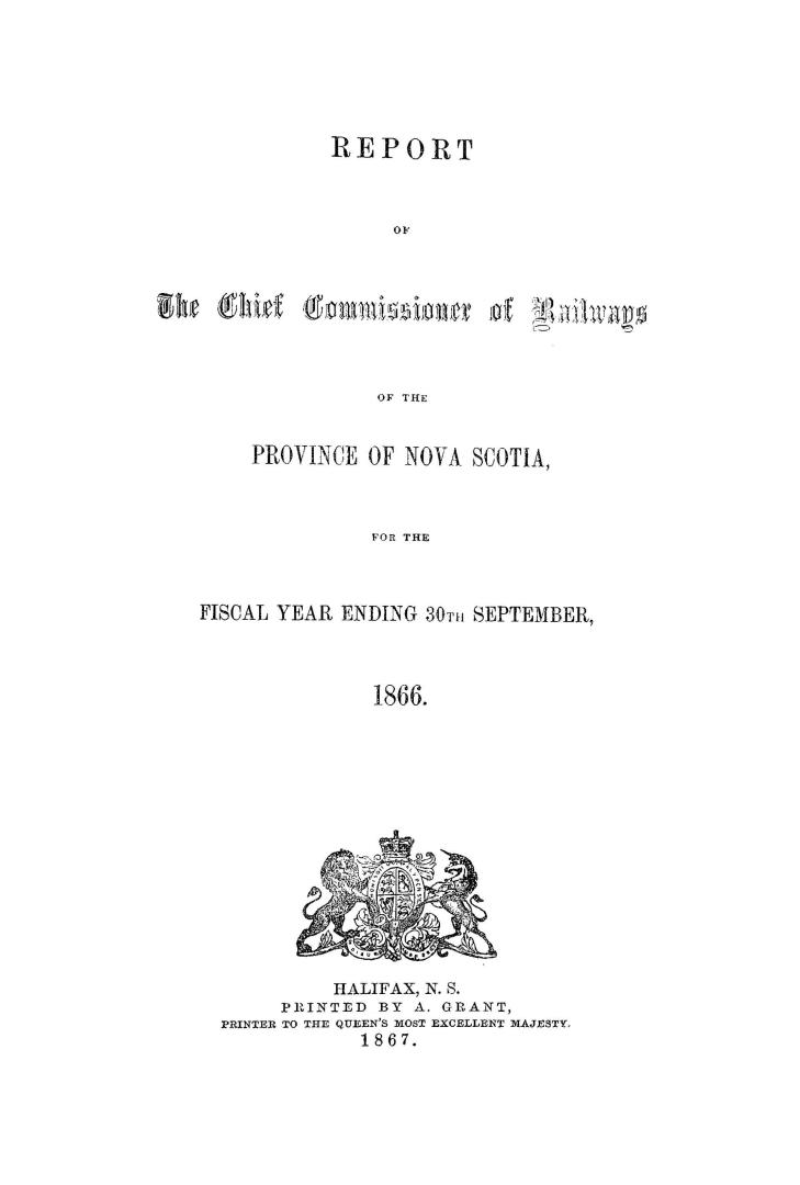 Report of the Chief Commissioner of Railways for the Province of Nova Scotia, for the year