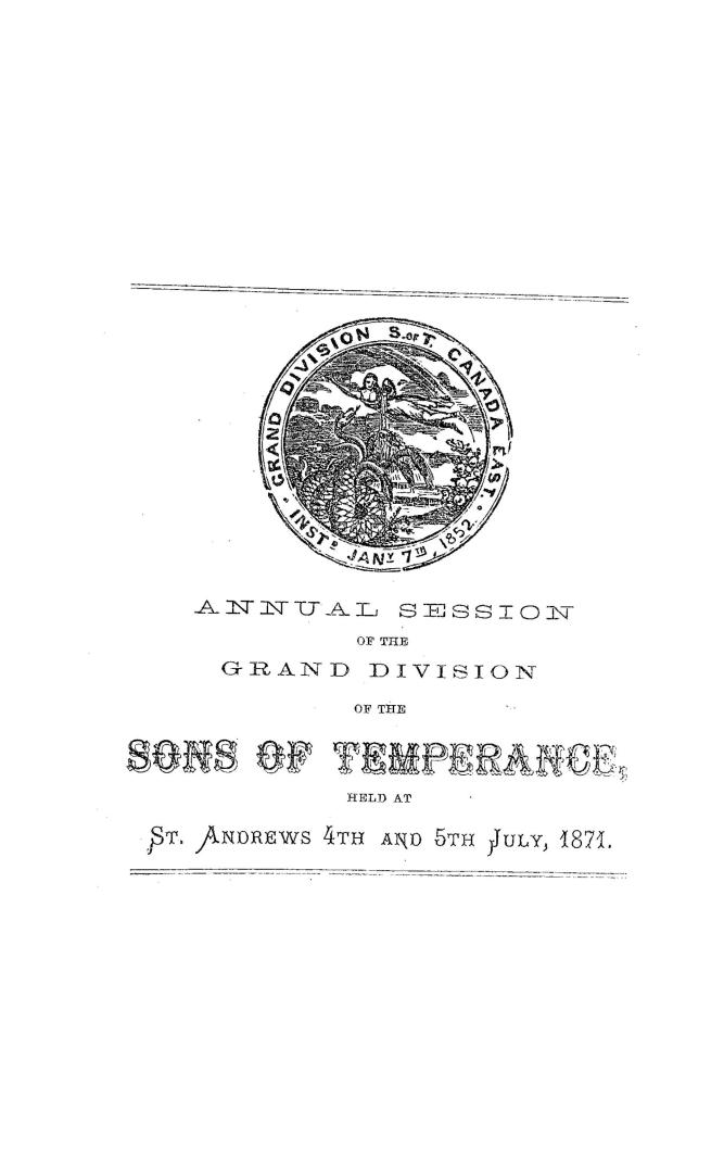 Proceedings of the Grand Division of the Sons of Temperance of Canada East