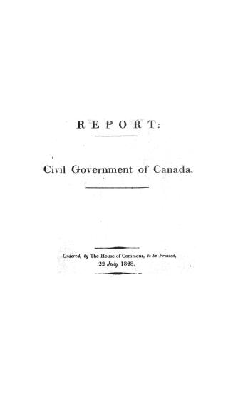 Report from the Select Committee on the Civil Government of Canada