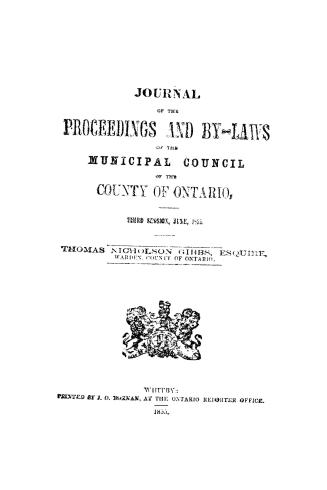 Journal of the proceedings and by-laws of the Municipal Council of the County of Ontario