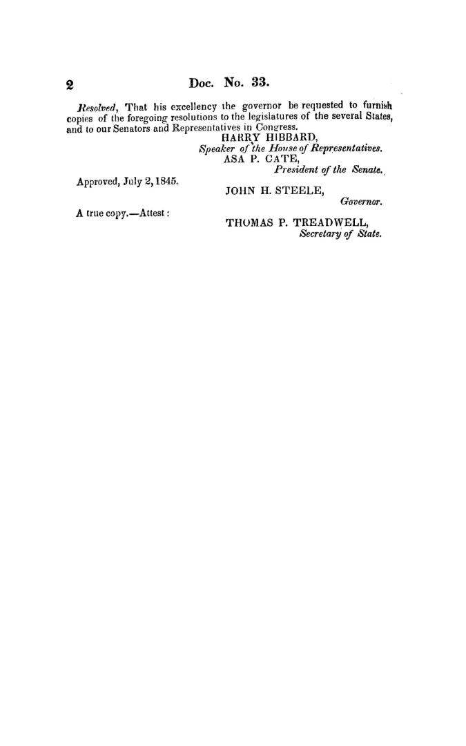 Northeastern boundary, resolutions of the legislature of New Hampshire relative to the northeastern boundary, December 15, 1845