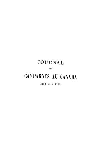 Journal des campagnes au Canada de 1755 à 1760