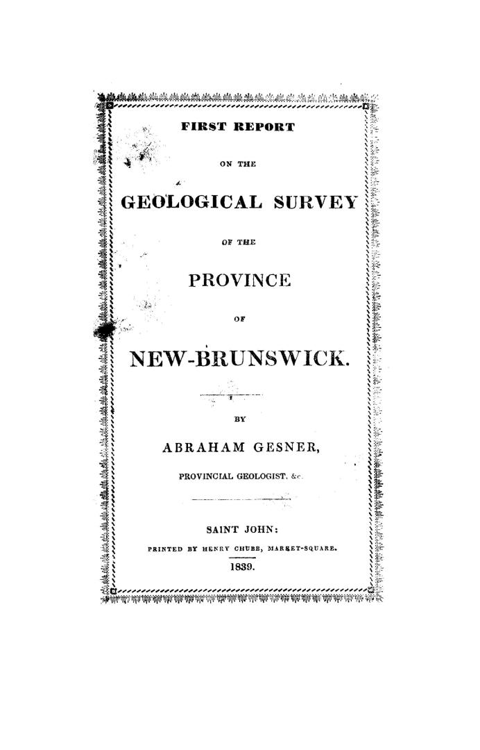 Report on the geological survey of the province of New-Brunswick