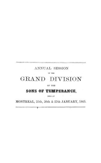 Proceedings of the Grand Division of the Sons of Temperance of Canada East