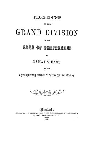 Proceedings of the Grand Division of the Sons of Temperance of Canada East