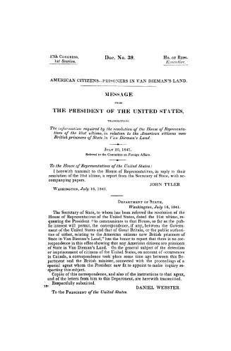 Message from the President of the United States, transmitting the information required by the resolution of the House of Representatives of the 21st u(...)