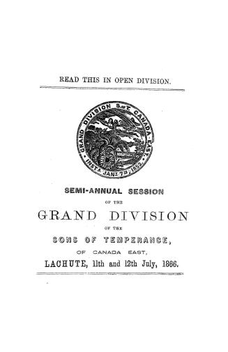 Proceedings of the Grand Division of the Sons of Temperance of Canada East