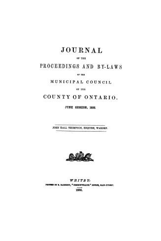 Journal of the proceedings and by-laws of the Municipal Council of the County of Ontario