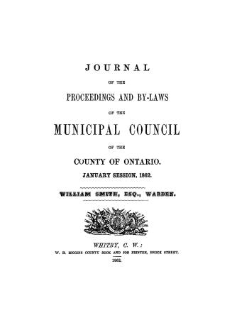 Journal of the proceedings and by-laws of the Municipal Council of the County of Ontario