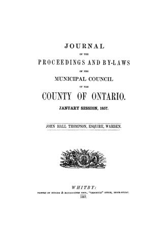 Journal of the proceedings and by-laws of the Municipal Council of the County of Ontario