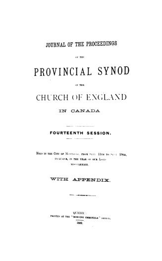 Journal of the proceedings of the Provincial Synod of the Church of England in Canada