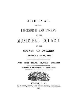 Journal of the proceedings and by-laws of the Municipal Council of the County of Ontario