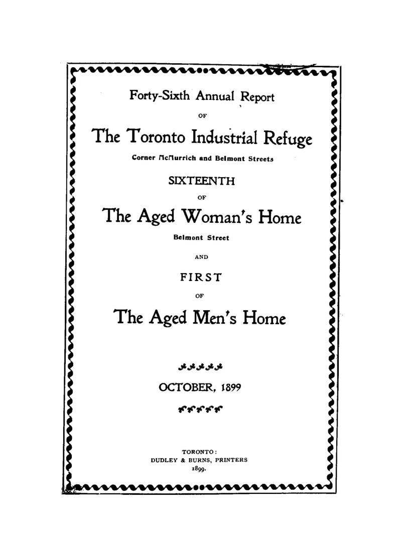 Annual report of the Toronto Industrial Refuge and Aged Woman's Home