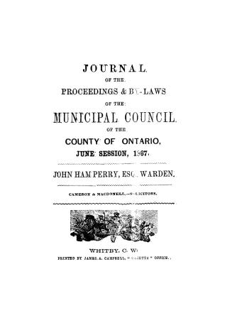 Journal of the proceedings and by-laws of the Municipal Council of the County of Ontario