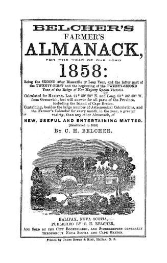 Belcher's farmer's almanack for the year of our Lord