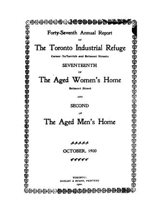 Annual report of the Toronto Industrial Refuge and Aged Woman's Home