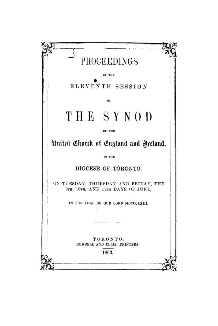 Proceedings of the Synod of the United Church of England & Ireland in the Diocese of Toronto held