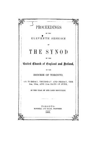 Proceedings of the Synod of the United Church of England & Ireland in the Diocese of Toronto held