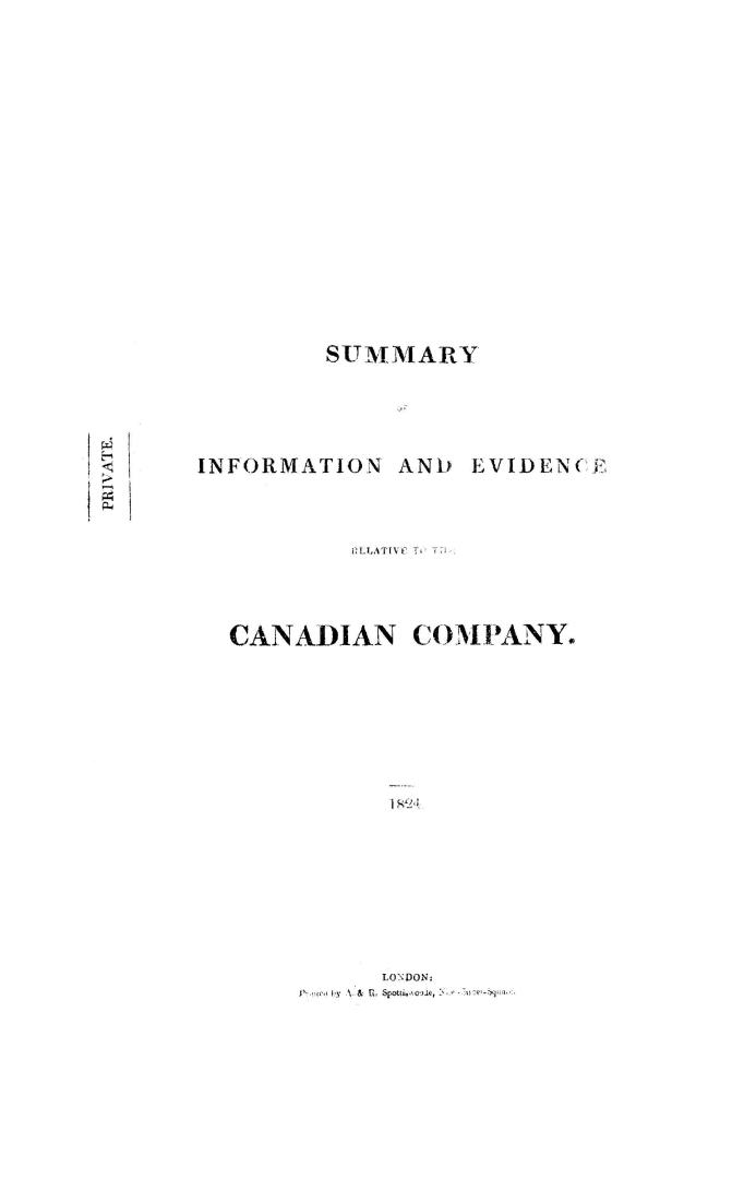 Summary of information and evidence relative to the Canadian Company, 1824